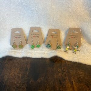 Handmade Green Earrings Set E34 set of 4